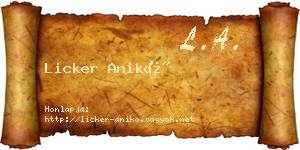 Licker Anikó névjegykártya